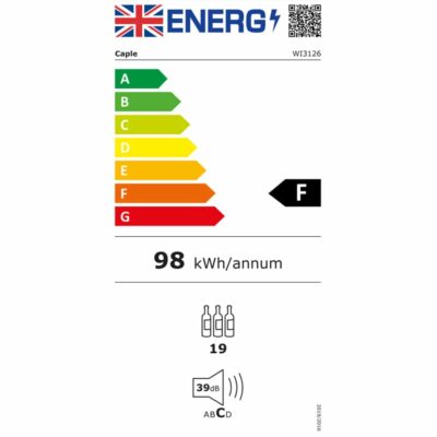 Caple Sense Undercounter Single Zone Wine Cabinet Wi3126 - Energy Label