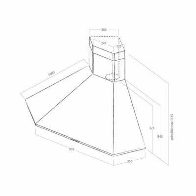 Elica-Acuta-BL-F-100-Wall-Mounted-Hood-PRF0127462A-Technical-Drawing