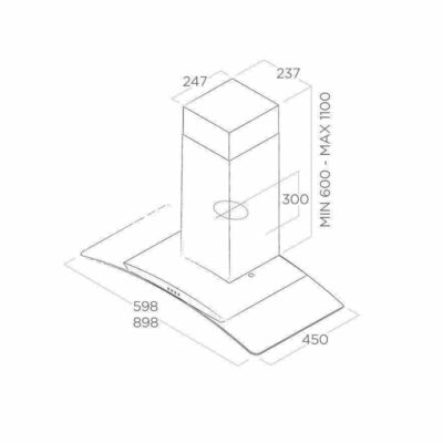 Elica-Circus-IX-A-90-Wall-Mounted-Hood-68116392A-Technical-Drawing