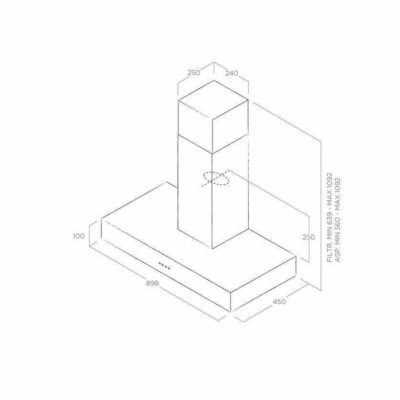 Elica-Spot-Urban-Cast-Iron-A-90-Wall-Mounted-Hood-PRF0147736-Technical-Drawing