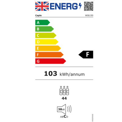 Energy Label Caple-Sense-Premium-Undercounter-Dual-Zone-Wine-Cooler-Wi6150