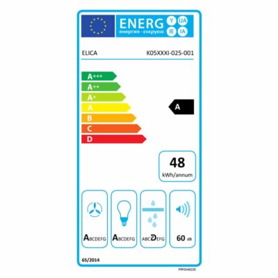 Energy Label - Elica PIX Island Kitchen Hood PRF0146220