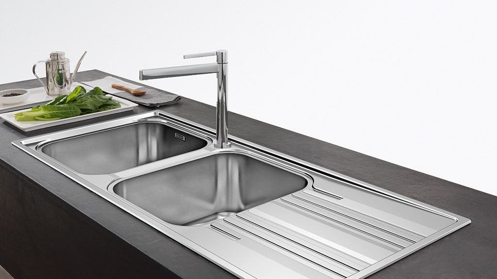 Franke Double Bowl Drainer Smart Line Stainless Steel Sinks Inset Versatility RHD