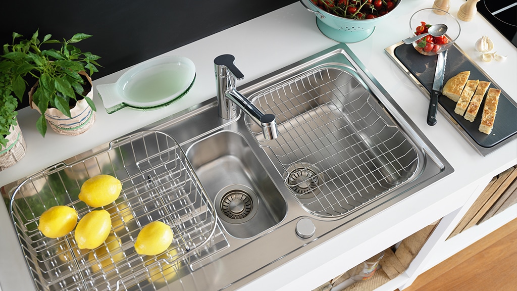 Franke Smart Line Double Bowl Drainer Stainless Steel Sink Inset Versatility Left Hand Drain