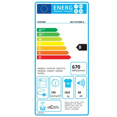 Hoover H-Dry 500 Essential Tumble Dryer 10KG 31102079 - Energy Label