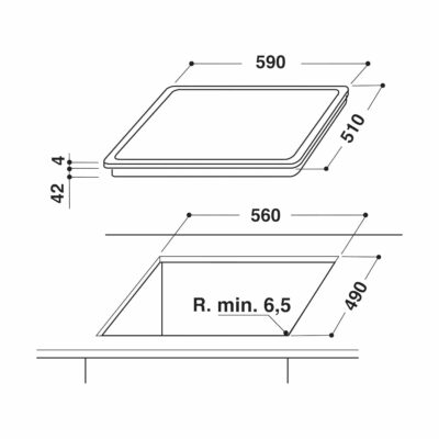 Whirlpool-Built-In-Electric-Hob-AKT-8090-NE-Technical-Drawing