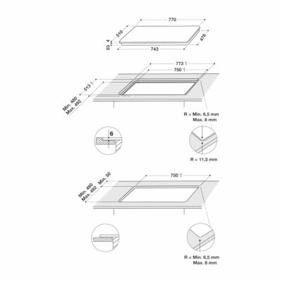 Whirlpool-SmartCook-Induction-Hob-SMP-778-C-NE-IXL-Technical-Drawing