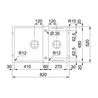 Franke Box Centre BMX120-41 Kitchen Sink, Undermount 122.0579.553