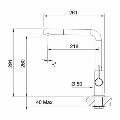 Franke Neptune Evo Kitchen Tap 115.0373.943 Technical Drawing