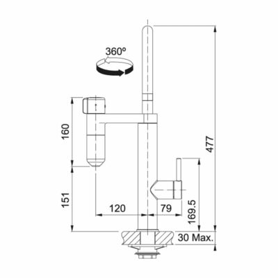 Franke Vital Capsule Twin Filter 2in1 Kitchen Tap 120.0621.229 - Technical Drawings