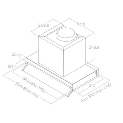 Elica Boxin Built In Kitchen Hood LX BL MAT A 90 PRF0172167 -c