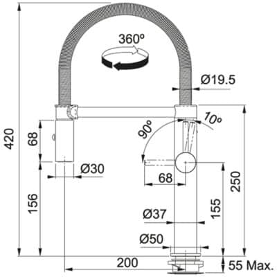 Franke Pescara Semi-Pro L Chrome Kitchen Tap 115.0393.975 -b