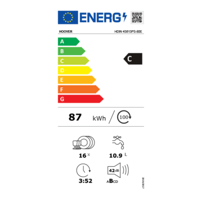 Hoover H-Dish 700 Built-in Dishwasher 32901465 - Energy Label