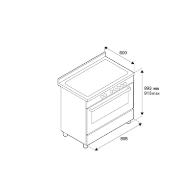Bertazzoni Master Series Free-Standing Gas Cooker MAS96L1EXT - Technical Drawings