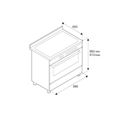 Bertazzoni Master Series Induction Top Free-Standing Electric Cooker MAS95I1EXT - Technical Drawings