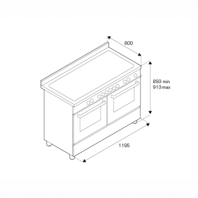 Bertazzoni Professional Series Free-Standing Gas Cooker PRO126G2EXT - Technical Drawings
