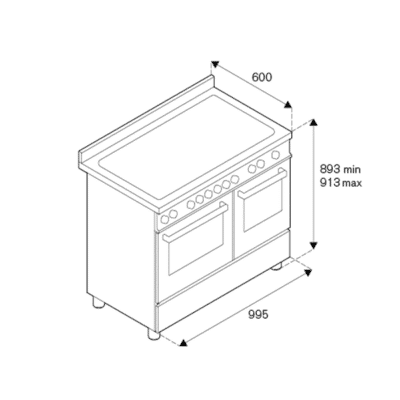 Bertazzoni Professional Series Free-Standing Gas Cooker 100CM - Technical Drawings