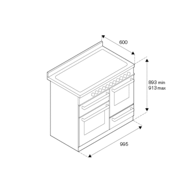 Bertazzoni Heritage Series Free-Standing Gas Cooker with Electric Triple Oven 100CM - Technical Drawings