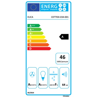 Elica Aplomb Wall Mounted Hood PRF0166941 - Energy Label