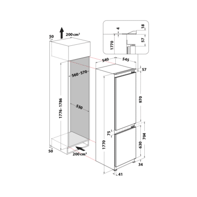 Whirlpool ART 66102 Built-In Fridge Freezer - Technical Drawings