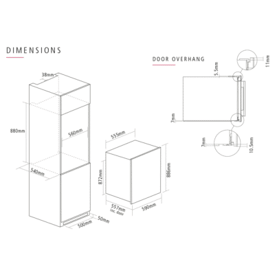 Caple Sense In-Column Wine Cooler WC6521BG - Dimensional Drawings