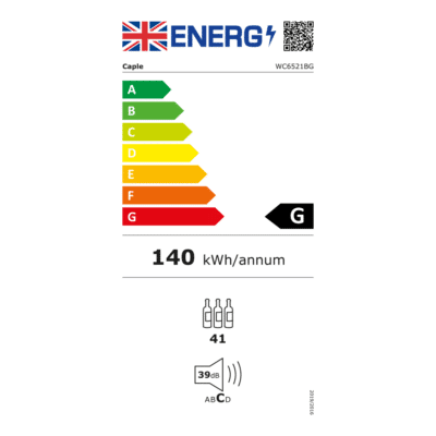 Caple Sense In-Column Wine Cooler WC6521BG - Energy Label