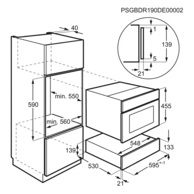 Electrolux KBD4T Built In Warming Drawer - Dimensional Drawings