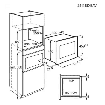 Electrolux KMFD264TEX Built In Microwave - Dimensional Drawings