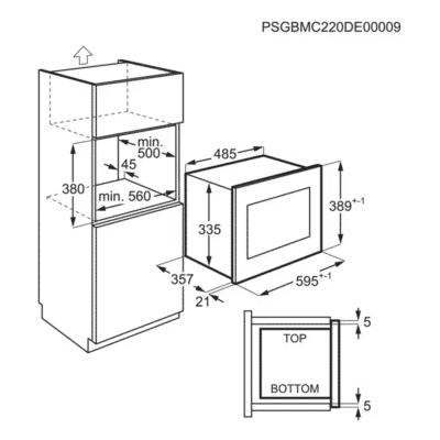Electrolux Series 600 Built In Microwave LMS4253TMK - Dimensional Drawings