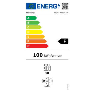 Electrolux Series 900 Built In Wine Cooler KBW5T - Energy Label