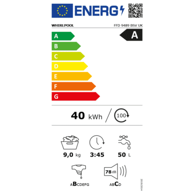 Whirlpool FFD 9489 BSV UK Washing Machine - Energy Label