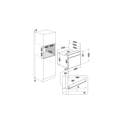 Whirlpool WMW57DHMXUK Built-In Microwave Oven - Dimensional-Drawings