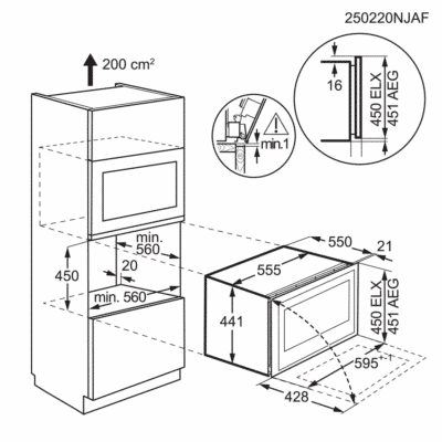 Electrolux Series 900 Built In Wine Cooler KBW6H - Technical Drawings