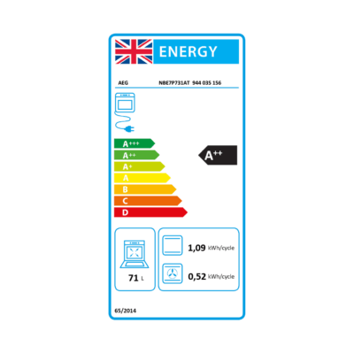 AEG MealAssist Series 7000 Built In Oven NBE7P731AT - Energy Label b