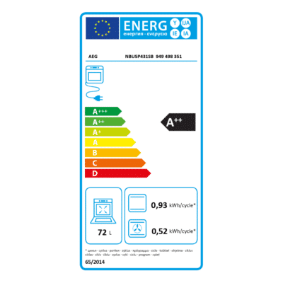 AEG SurroundCook® Series 5000 Built In Oven NBU5P431SB - Energy Label