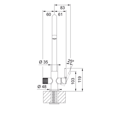 Franke Lina 2.0 J Chromed 3 Way Kitchen Mixer 120.0730.806 - Dimensional Drawings 2