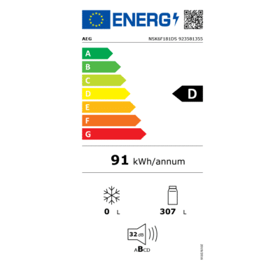 AEG CustomFlex®Series 6000 Built In Fridge NSK6F181DS - Energy Label