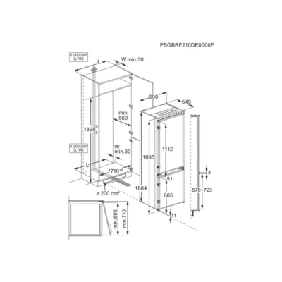 AEG Greenzone Series 7000 Fridge Freezer NSC7P751DS - Dimensional Darwings