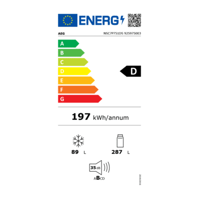AEG Greenzone Series 7000 Fridge Freezer NSC7P751DS - Energy Label