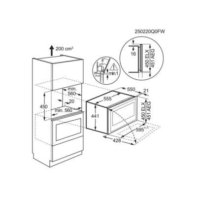 AEG Perfect Shelving Series 8000 Built In Wine Cooler NKW8P21KAT - Dimensional Drawings
