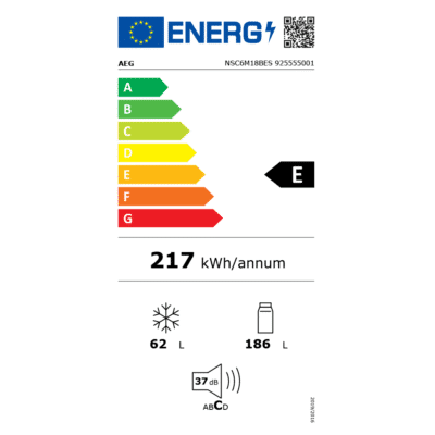 AEG Series 6000 Fridge Freezer NSC6M18BES - Energy Label