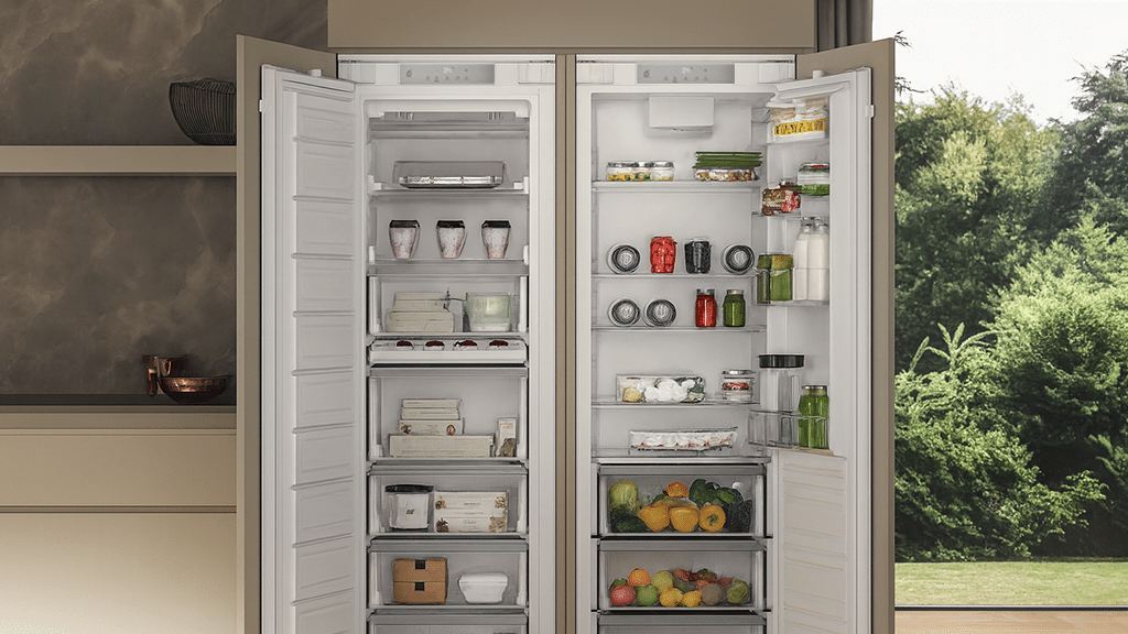 Whirlpool built-in fridge freezer seamlessly fitted in kitchen – Crosscraft Malta