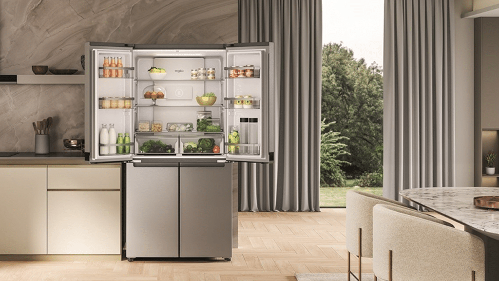 Whirlpool freestanding fridge freezer with open French doors