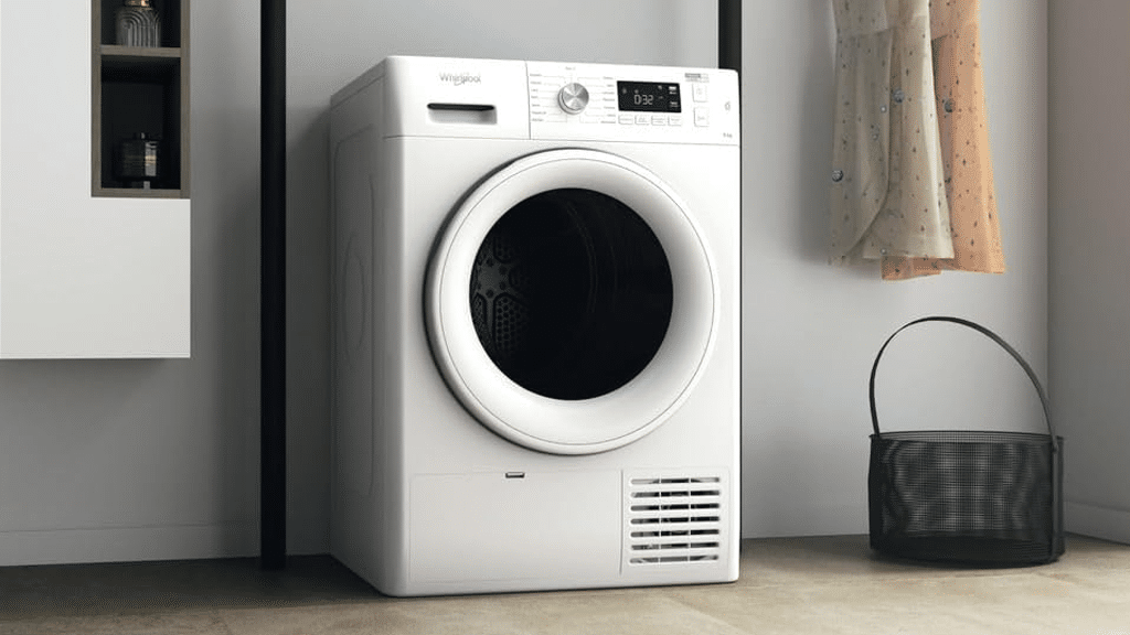 Whirlpool front-loading tumble dryer in laundry room – Crosscraft Malta