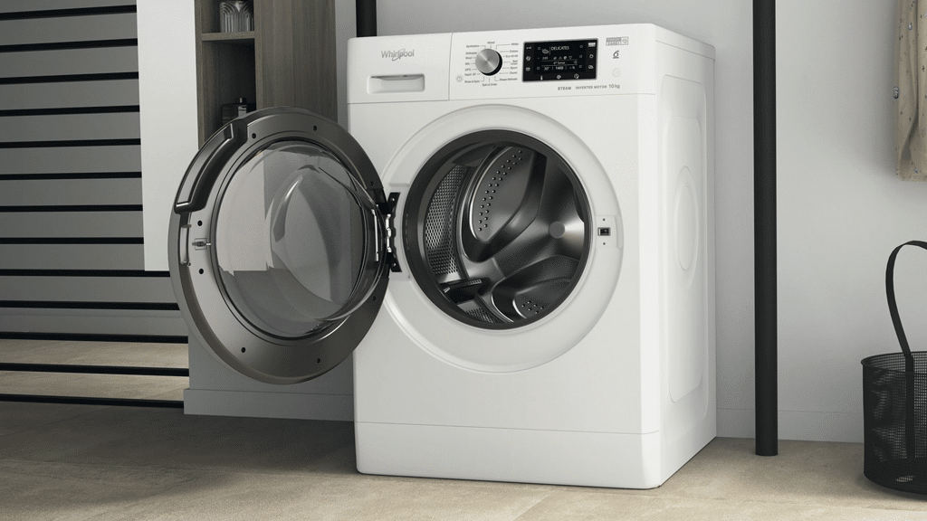Whirlpool front-loading washing machine with open drum – Crosscraft Malta