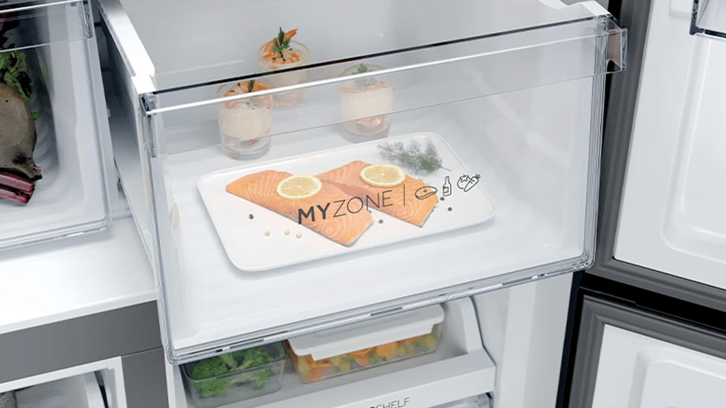 Haier Cube 90 Series 3 American Style Fridge Freezer HCR39F19EWMM A2