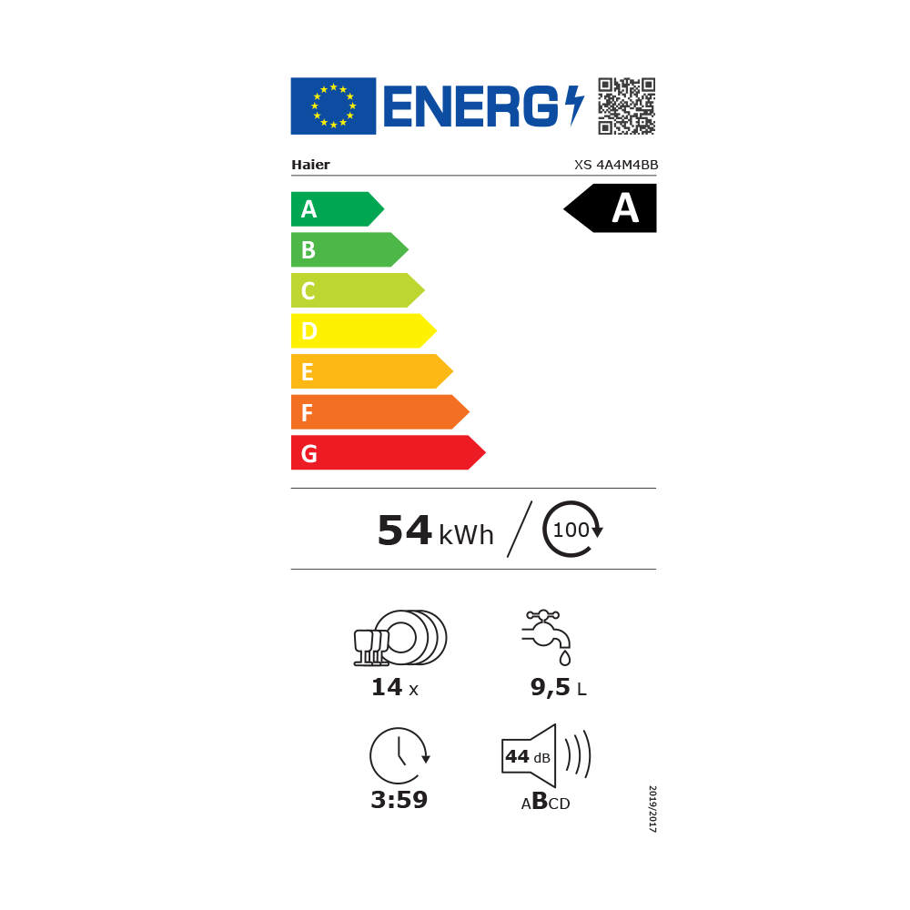 Haier Biovitae Collection I-Pro Shine Series 6 Built In Dishwasher XS 4A4M4BB - Energy Label Haier Biovitae Collection I-Pro Shine Series 6 Built In Dishwasher XS 4A4M4BB - Energy Label