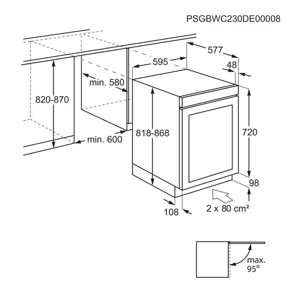 AEG NSW8S826GT Perfect Shelving Built In Wine Cooler - Dimensional Drawings AEG NSW8S826GT Perfect Shelving Built In Wine Cooler - Dimensional Drawings