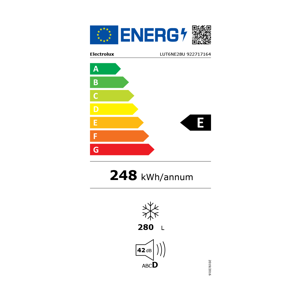 Electrolux Series 600 Freestanding Freezer LUT6NE28U - Energy Label Electrolux Series 600 Freestanding Freezer - Energy Label