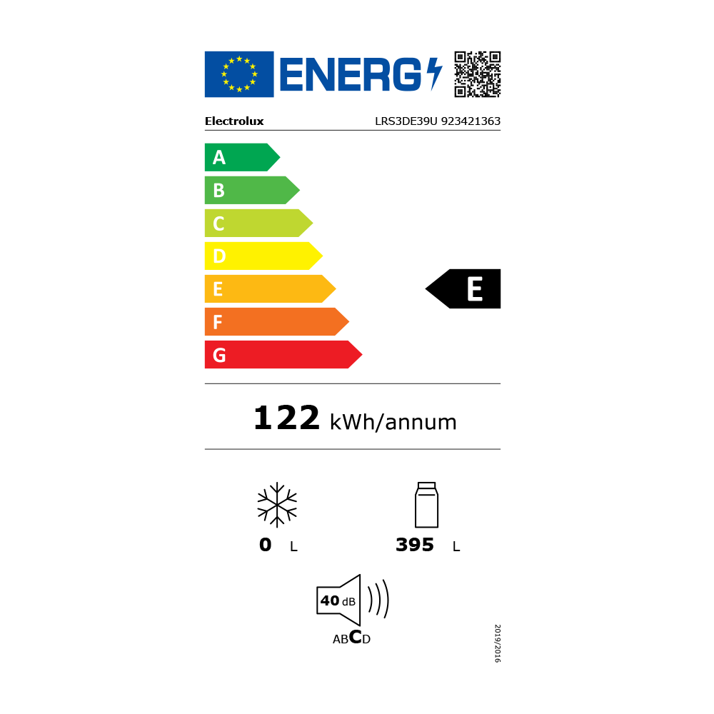 Electrolux Series 600 Freestanding Fridge LRS3DE39U - Energy Label Electrolux Series 600 Freestanding Fridge LRS3DE39U - Energy Label